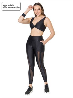 Legging com Bolsos e Transparências  