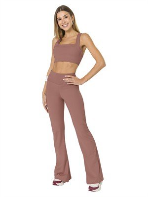 Calça Flare com Cós Alto Duplo e Zero Transparência 