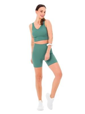 Regata Cropped Seamless com Decote V e Alças Finas 