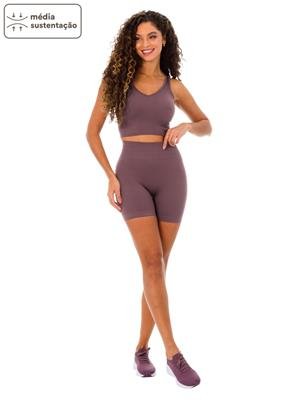 Regata Cropped Seamless com Decote V e Alças Finas 