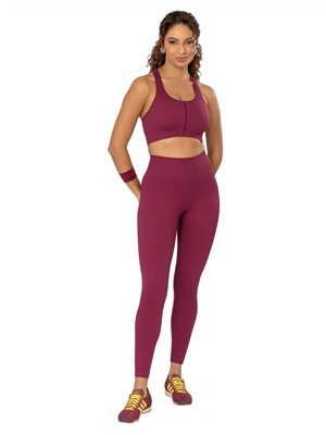 Top Fitness Feminino Seamless com Zíper Frontal, Costas Nadador e Bojo Removível 