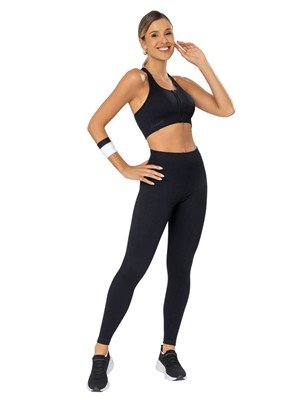 Top Fitness Feminino Seamless com Zíper Frontal, Costas Nadador e Bojo Removível 