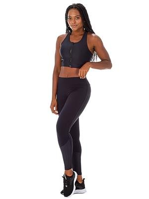 Top Feminino com Zíper Frontal, Superfície Brilhante e Alta Sustentação - DiCorpo 