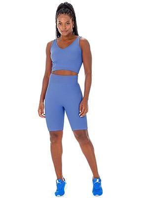 Bermuda Fitness Meia Coxa Seamless com Cós Alto Duplo - Sem Costura e Média Compressão 