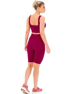 Bermuda Fitness Meia Coxa Seamless com Cós Alto Duplo - Sem Costura e Média Compressão 