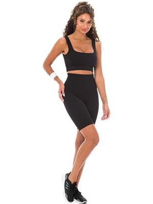 Bermuda Fitness Meia Coxa Seamless com Cós Alto Duplo - Sem Costura e Média Compressão 