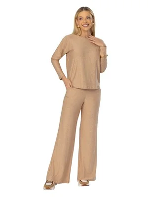 CALÇA PANTALONA DICORPO COM BOLSOS E AMARRAÇÃO 