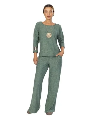 CALÇA PANTALONA DICORPO COM BOLSOS E AMARRAÇÃO 