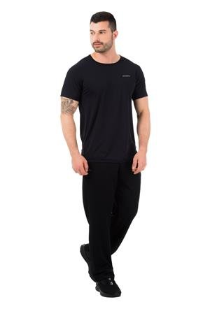 Calça Reta Masculina Dry Jacquard com Bolsos, Elástico e Amarração Interna na Cintura 