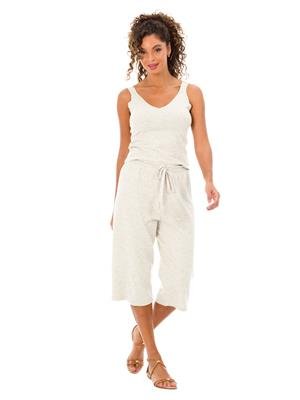 Calça Pantacourt de Tricô com Amarração na Cintura | DiCorpo 