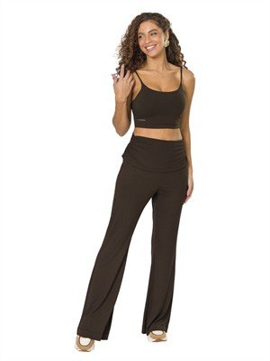 Calça Flare com Cós Franzido Dobrado 