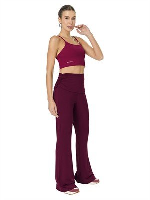 Calça Flare com Cós Franzido Dobrado 