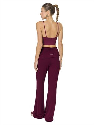 Calça Flare com Cós Franzido Dobrado 