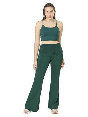 Calça Flare com Cós Franzido Dobrado 