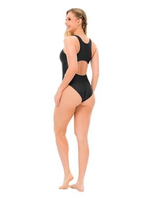 MAIÔ RECORTADO COM COSTAS NADADOR, VAZADO E BOJOS REMOVÍVEIS + TOUCA 