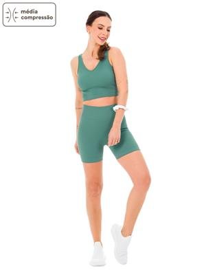 Shorts Fitness Seamless Com Cós Alto Duplo 