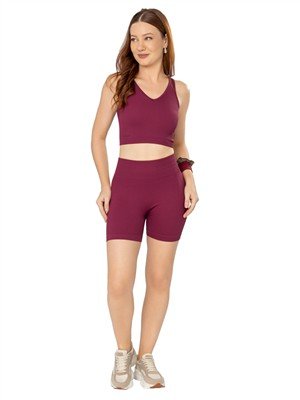Shorts Fitness Seamless Com Cós Alto Duplo 