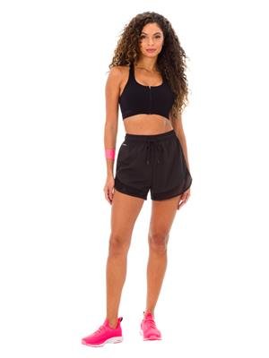 SHORTS DE CORRIDA RECORTADO, COM TRANSPARENCIAS, SHORTS INTERNO AJUSTADO E ELASTICO COM AMARRACAO NA CINTURA 