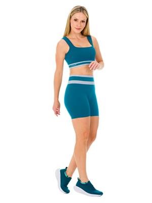 Shorts Seamless Canelado Cós Alto Duplo Média Compressão | DiCorpo