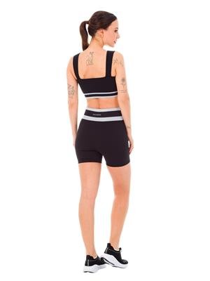 Shorts Seamless Canelado Cós Alto Duplo Média Compressão | DiCorpo