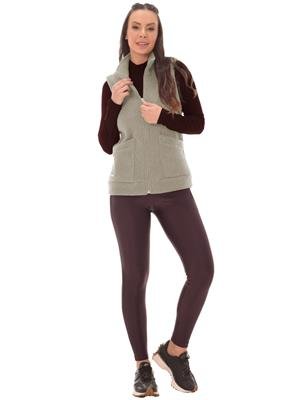 Colete de Soft com Gola Alta e Bolsos Frontais | DiCorpo  