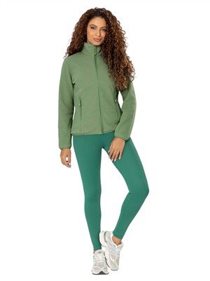 Jaqueta Feminina Acinturada com Gola Alta Bolsos e Zíper - Soft Ultra | DiCorpo 