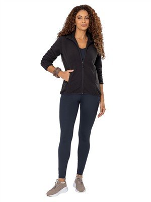 Jaqueta Feminina Acinturada com Gola Alta Bolsos e Zíper - Soft Ultra | DiCorpo 