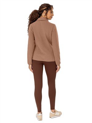 Jaqueta Feminina Acinturada com Gola Alta Bolsos e Zíper - Soft Ultra | DiCorpo 