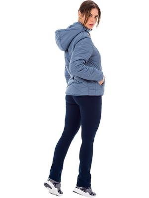 Jaqueta Feminina Em Matelassê com Gola Alta Capuz Removível e Zíper 