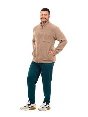 JAQUETA MASCULINA DICORPO COM GOLA ALTA E BOLSOS 