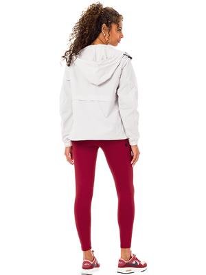 Jaqueta Corta Vento Feminina Texturizada com Gola Alta, Bolsos e Capuz - Microfibra 