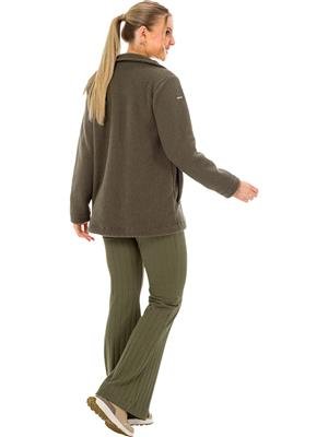 Casaco Feminino Peluciado Alongado com Gola Alta e Bolsos - Soft Brush Sherpa 