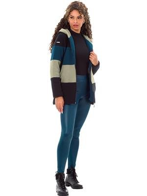 Casaco Feminino De Soft Alongado Com Bolsos e Capuz 