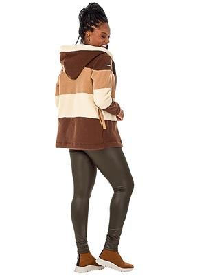 Casaco Feminino De Soft Alongado Com Bolsos e Capuz 