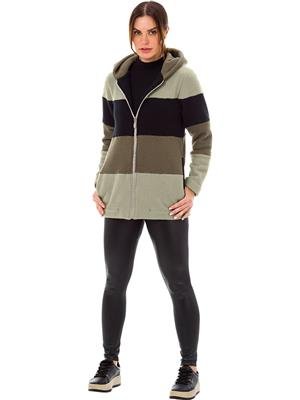 Casaco Feminino De Soft Alongado Com Bolsos e Capuz 