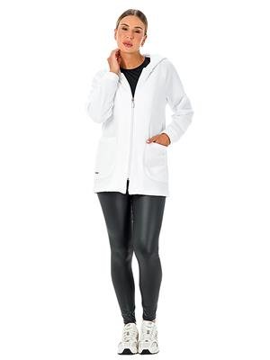 Casaco Alongado com Mangas Raglã e Capuz em Soft Glacê | DiCorpo 