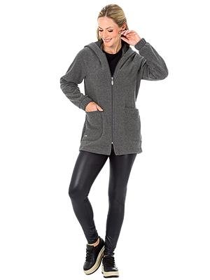 Casaco Alongado com Mangas Raglã e Capuz em Soft Glacê | DiCorpo 