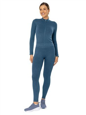 Jaqueta Cropped Seamless com Gola Alta 