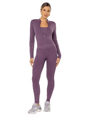 Jaqueta Cropped Seamless com Gola Alta 