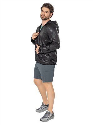 Jaqueta Corta Vento Masculina Repelente à Água, Com Capuz e Bolsos  