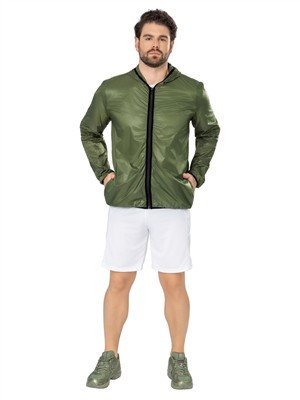 Jaqueta Corta Vento Masculina Repelente à Água, Com Capuz e Bolsos  