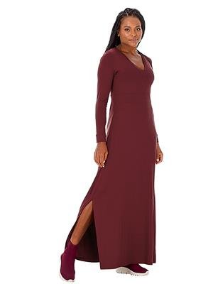 Vestido Longo Recortado com Decote V e Fendas Laterais | DiCorpo 