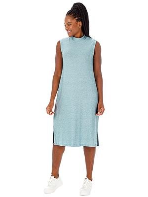 Vestido Midi Gola Alta em Tricô Flanelado com Fendas Laterais | DiCorpo 