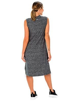 Vestido Midi Gola Alta em Tricô Flanelado com Fendas Laterais | DiCorpo 