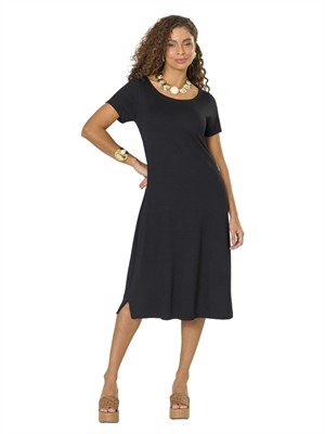 Vestido Camiseta Midi com Fenda nas Laterais 