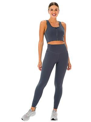 Conjunto Fitness Feminino: Top com Zíper e Legging com Bolsos – Média Compressão - DiCorpo 