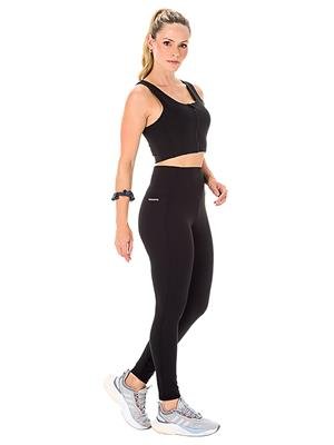 Conjunto Fitness Feminino: Top com Zíper e Legging com Bolsos – Média Compressão - DiCorpo 