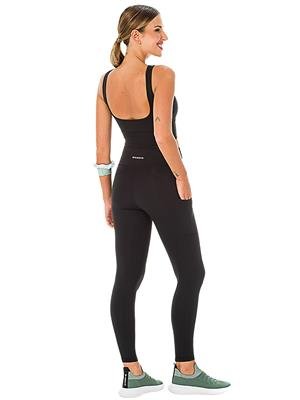 Conjunto Fitness: Top Bojo Removível Alongado + Legging Cós Alto com Bolsos e Detalhes em Trama | DiCorpo