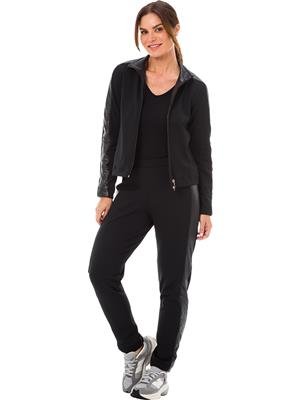 Conjunto Feminino De Jaqueta + Calça Jogging Com Recortes, Gola Alta e Avesso Peluciado