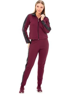 Conjunto Feminino De Jaqueta + Calça Jogging Com Recortes, Gola Alta e Avesso Peluciado